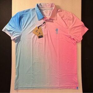 Chubbies Pink and Blue Polo Shirt Vibrant and Stylish. Size XL. NWT